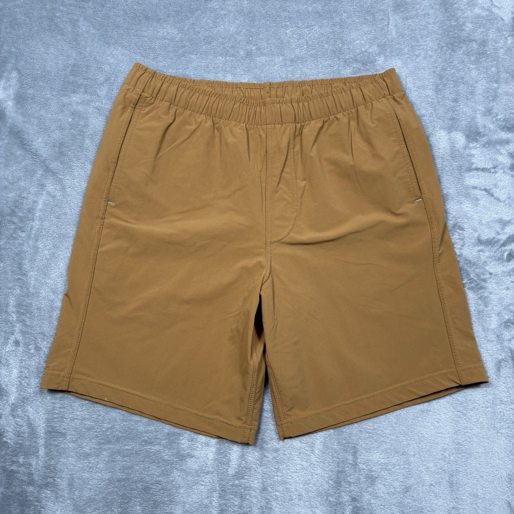 Myles Medium Standard Elastic Waist Pull On Brown Short Bermuda Slit Pockets